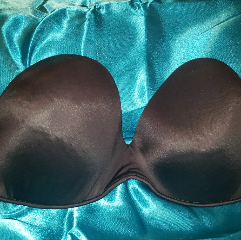 Lane Bryant Cacique Black Satin Strapless Bra